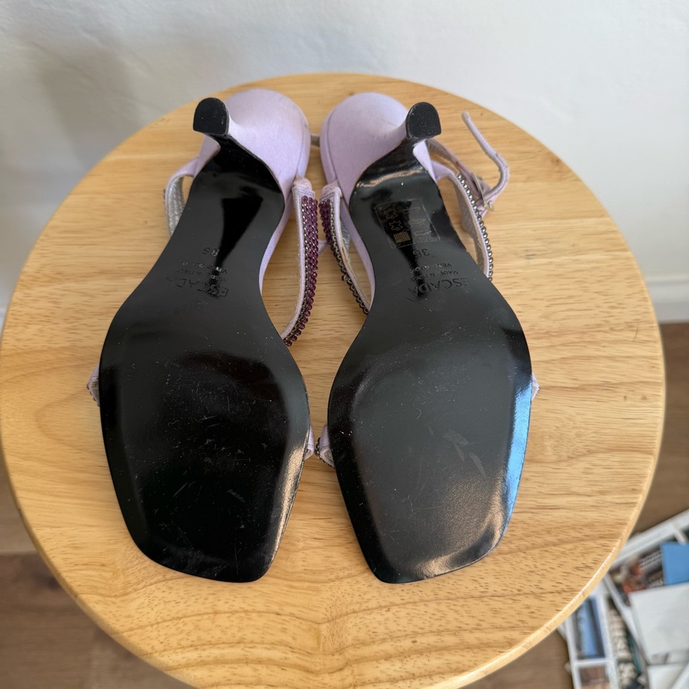 Escada Purple Heels with Ankle Strap and Block Heel - Picture 7 of 8